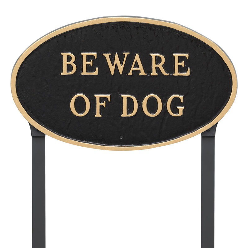 metal beware of dog sign