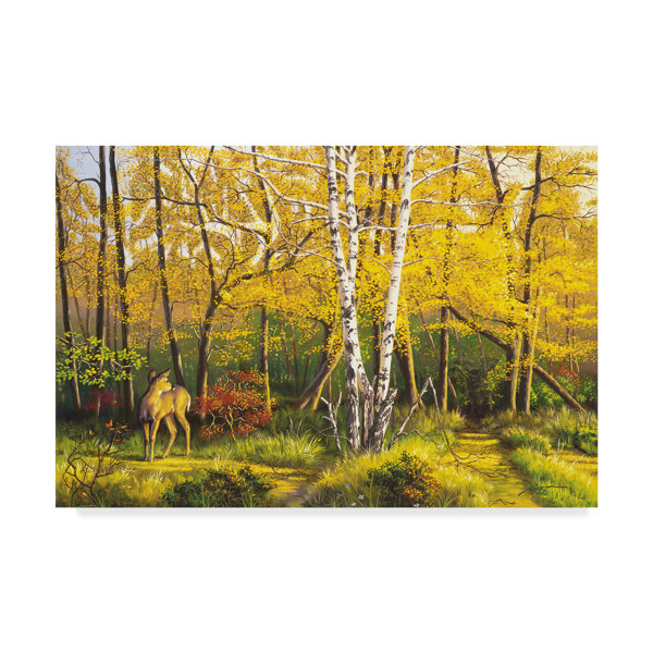 Trademark Art Whitetail Deer In Fall Acrylic Painting Print On