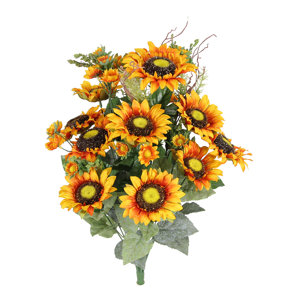 24 Stem Artificial Sunflower Cosmo Mini Berries Flower Bush