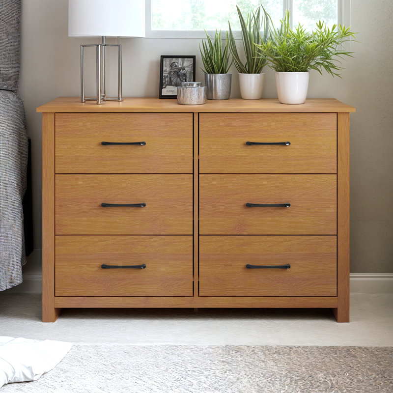 Walter 6 Drawers Double Dresser Color: Amber Walnut