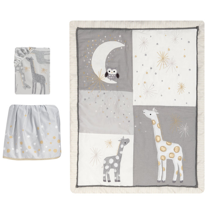 Moonbeams Giraffe Stars 3 Piece Crib Bedding Set