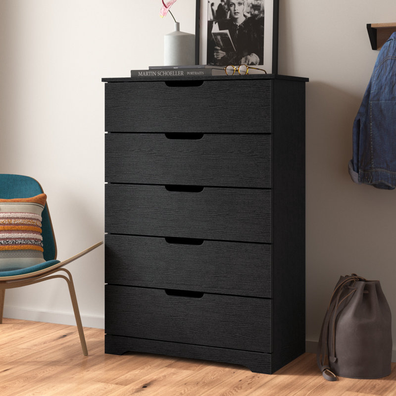 Aroob 5 Drawer 31.5'' W Dresser Color: Black