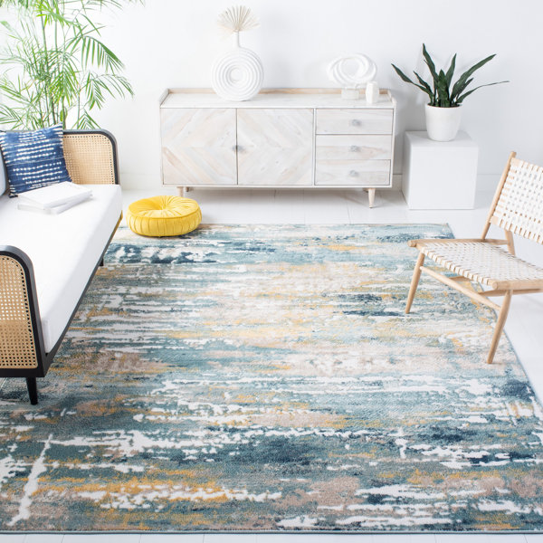 Zipcode Design™ Agastya Area Rug in Teal/Gold & Reviews | Wayfair