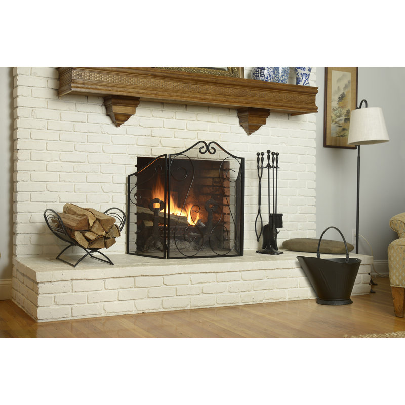 5 PCS Black Iron Fire Fireplace Tool Set Stand Hearth Poker Shovel Tong Brush