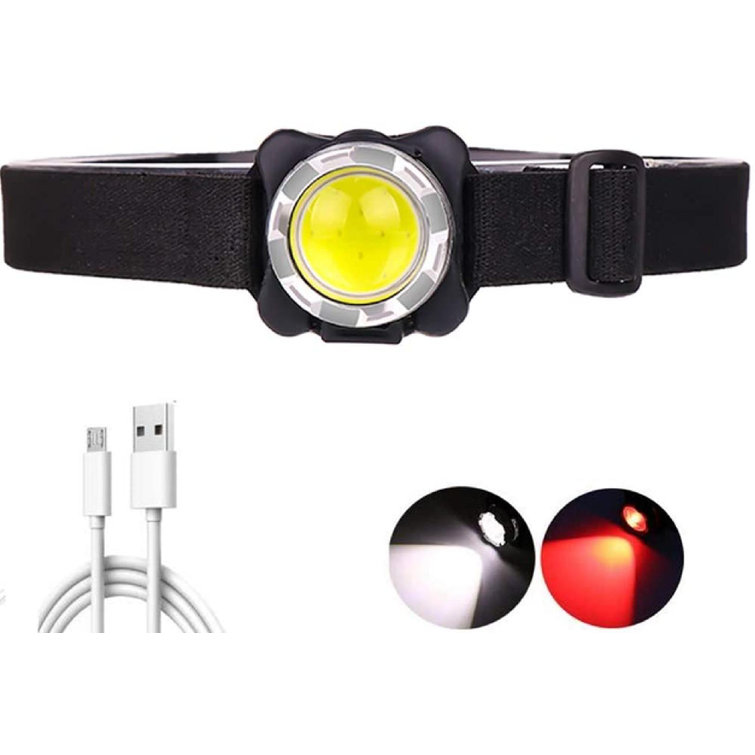 COB LED Headlamp Flashlight USB Rechargeable Head Light Torch Lamp for Camping 