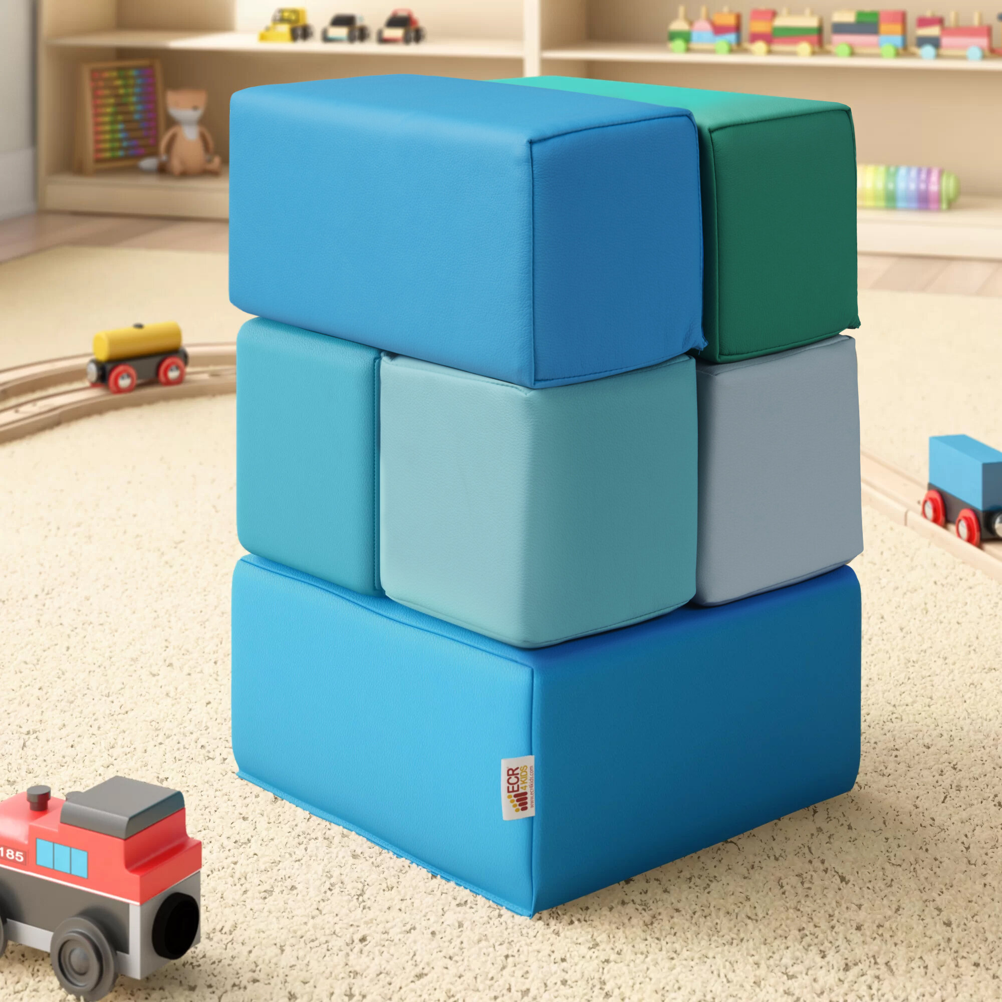 Assorted ECR4Kids Softzone Stack-A-Block Soft Foam Play Set for Kids 12-Piece ECR4KIDS Education ELR-12793-AS