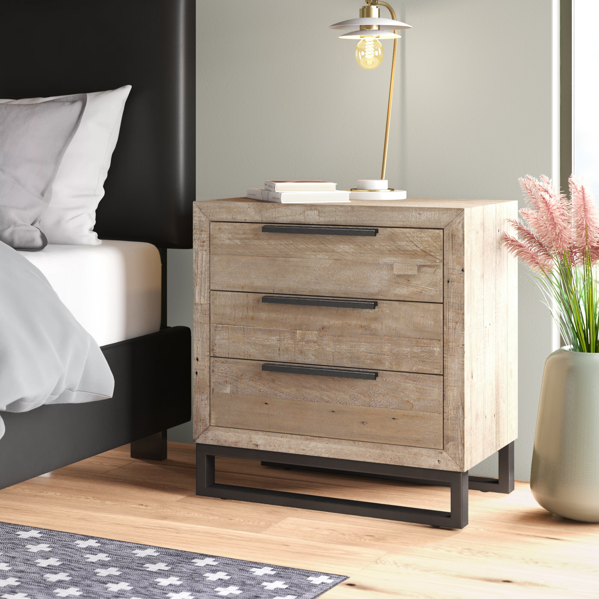 light wood nightstand with drawer