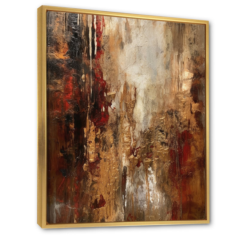 Ancient Italian Revelations In Gold And Red - Abstract Painting Canvas Prints