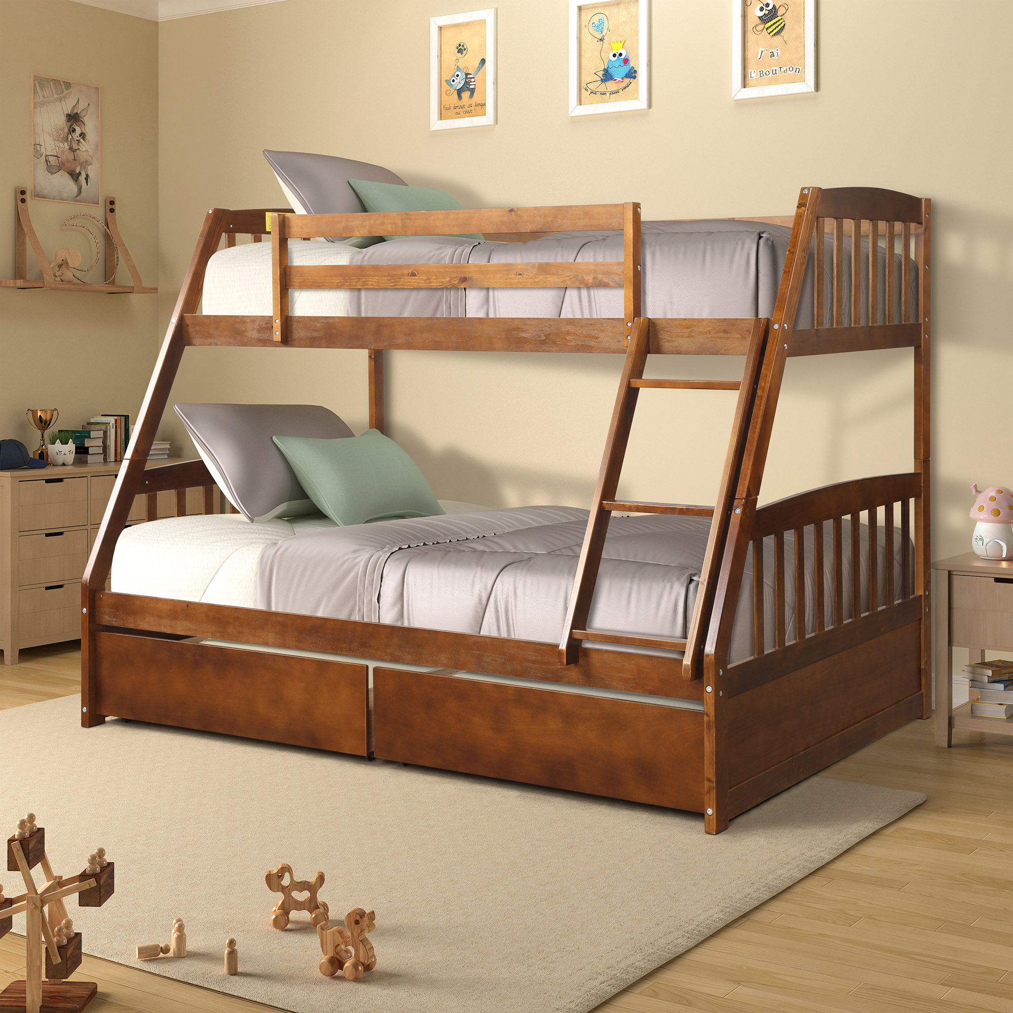 Harriet Bee Renee Twin Over Full Bunk Bed With 2 Drawers Wayfair