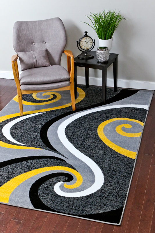 Black And Yellow Area Rugs Rug Ideas Zipcode Design Miya Modern Yellow Area Rug Reviews Wayfair