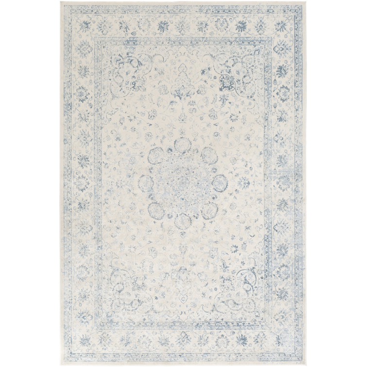 Canora Grey Tepper Oriental Area Rug in Denim/Ivory & Reviews Wayfair
