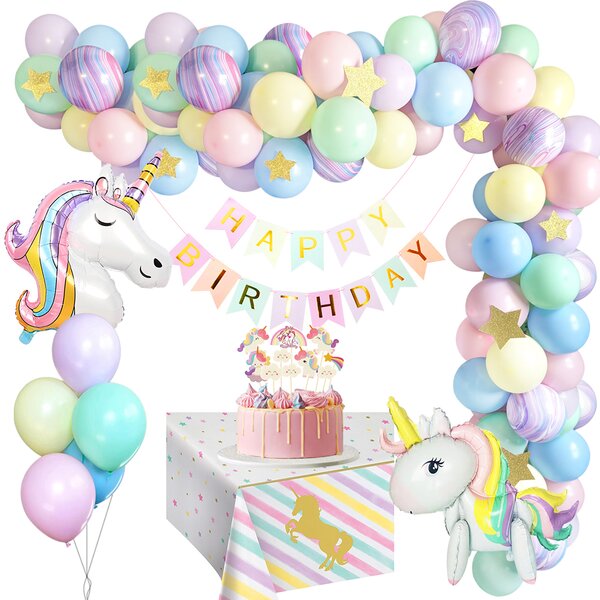 Number 7 Birthday Party Balloons for Unicorn Theme Party Supply Balloon Decorations Set for Girls Kids 