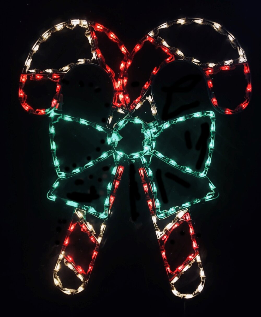 Lori's Lighted D'Lites Double Candy Cane with Bow Christmas Lighted ...