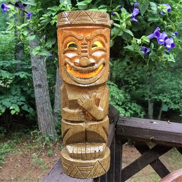 HomeStyles Friki Tiki Solar Flickering Hitch Hiker Natural Totem Statue ...