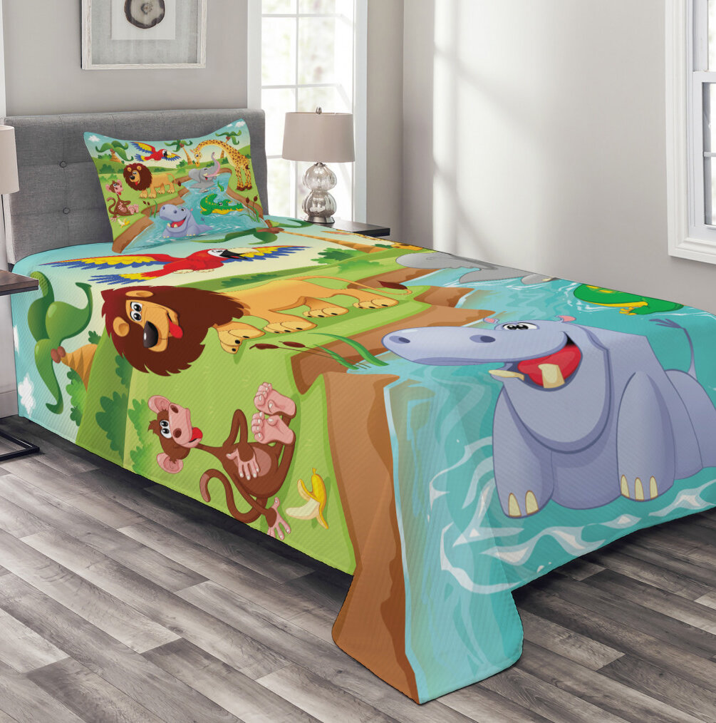 green twin bed