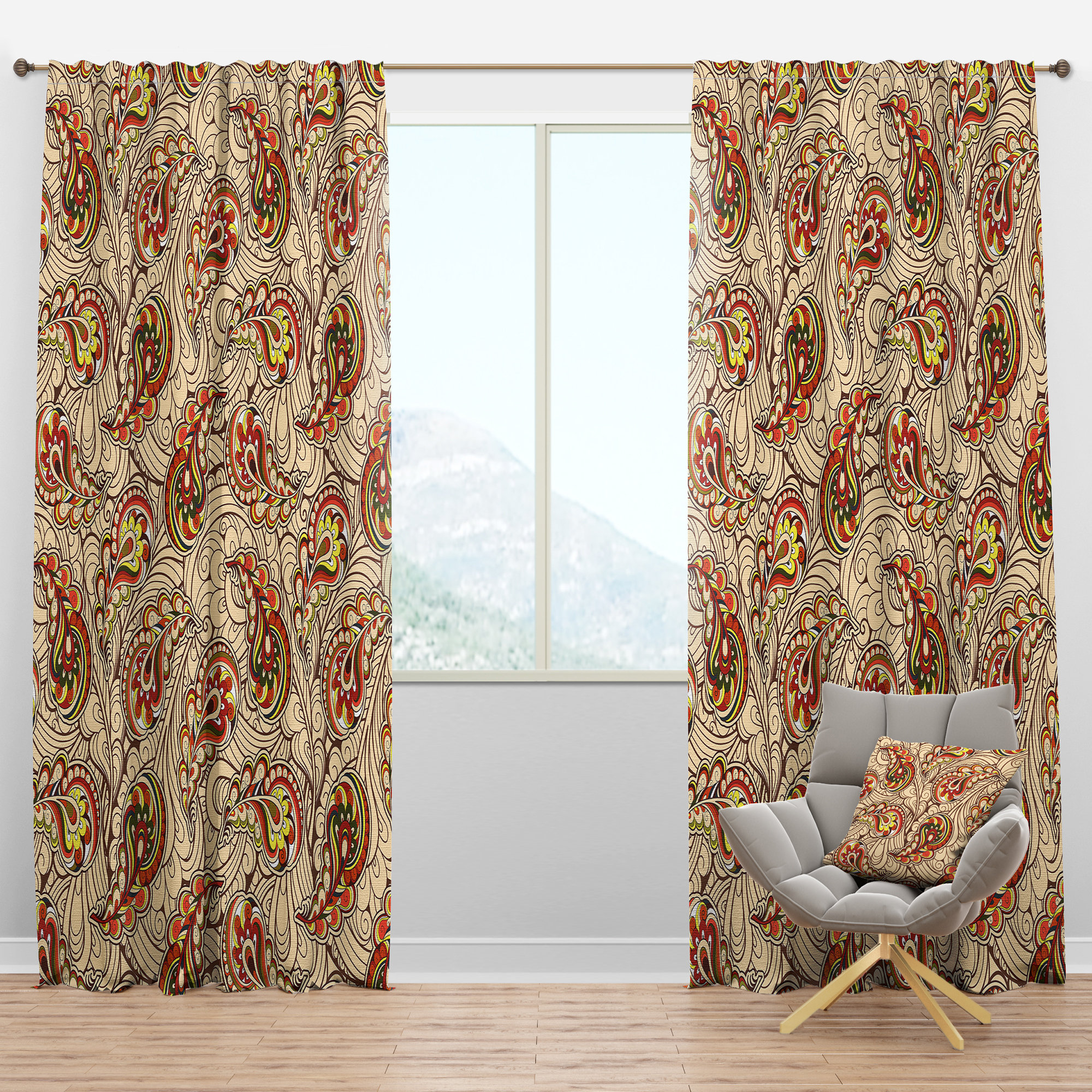 East Urban Home Autumn Paisley Semi Sheer Thermal Rod Pocket Curtain Panels Wayfair