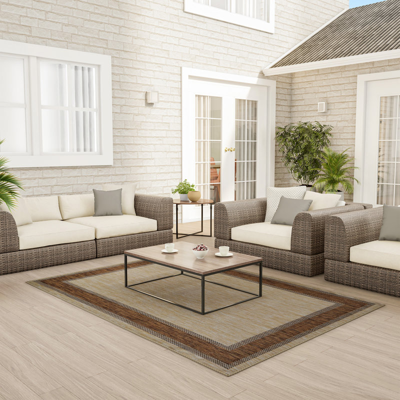 Highland Dunes Shayne Flatweave 5 X 7 7 Beige Indoor Outdoor Area Rug Wayfair