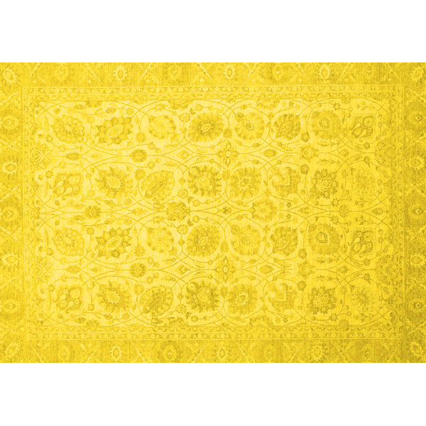 Bungalow Rose Machine Woven / Power Loomed Yellow Rug | Wayfair