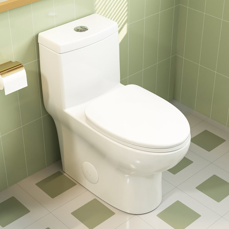 Ally Standard Bathroom Toielt, Modern Toilet with Comfort Chair Height Floor Mounted(Seat Included) Finish: White/Nickel, Rough-In Size: 10