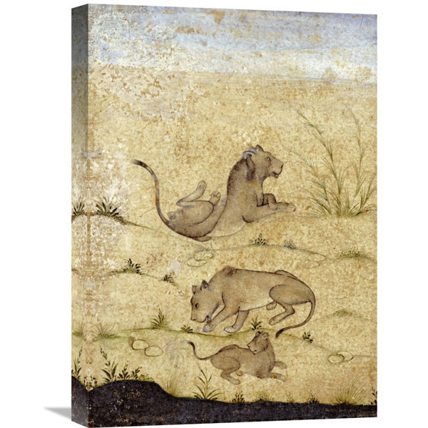 Global Gallery A Family Of Lions By Mughal Painting Print On