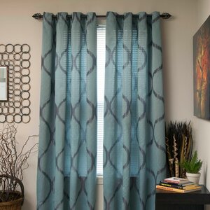 Shimmering Metallic Abstract Semi-Sheer Grommet Curtain Panel (Set of 2)