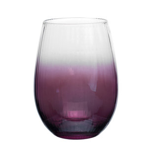 sold individually Green and dark purple stemless wine glasses