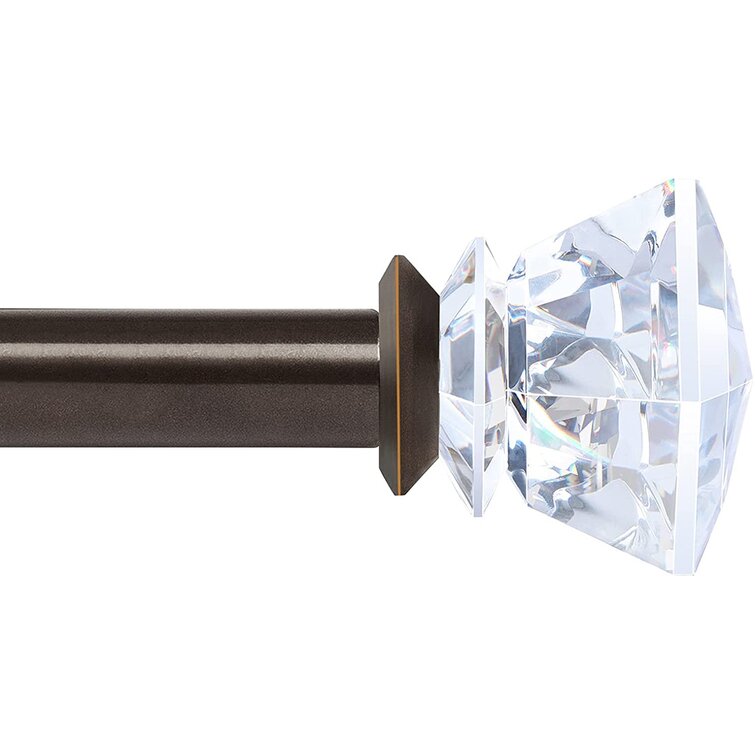 Single Curtain Rods 36 to 144 Inches Acrylic Diamond Ends Single Drapery Rod 