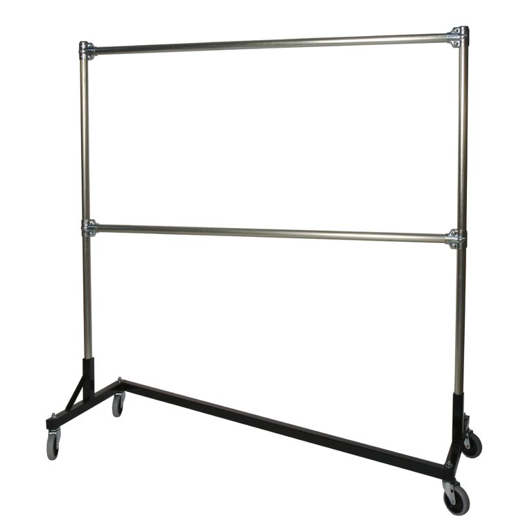 Commercial Heavy Duty Clothing Garment Rolling Collapsible Double-bar Steel