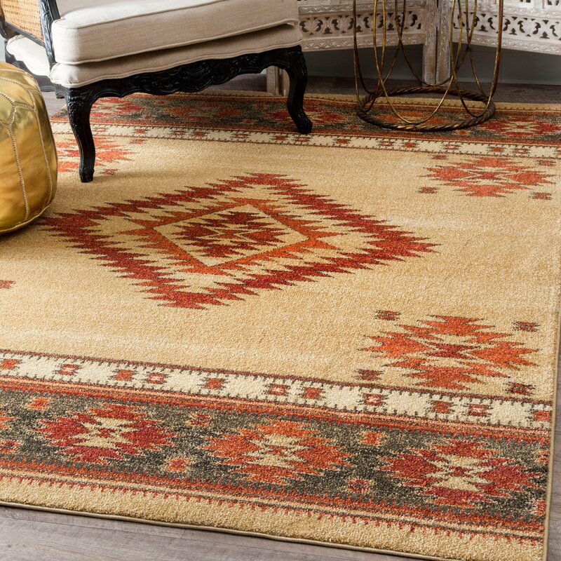 Union Rustic Oswego Beige/Red Area Rug & Reviews | Wayfair