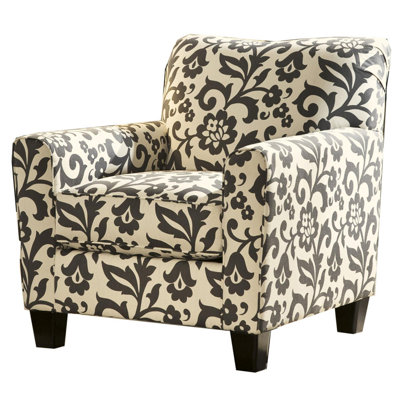 Red Barrel Studio Fabric Upholstered Wooden Accent Chair With Floral Print Cream And Grey Wayfair Ca