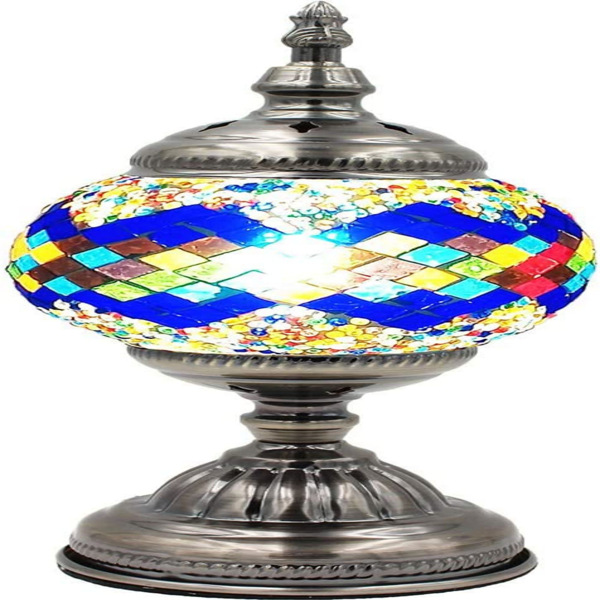 SILVERFEVER Mosaic Turkish Lamp Moroccan Glass for Table Desk Bedside Bronze... 
