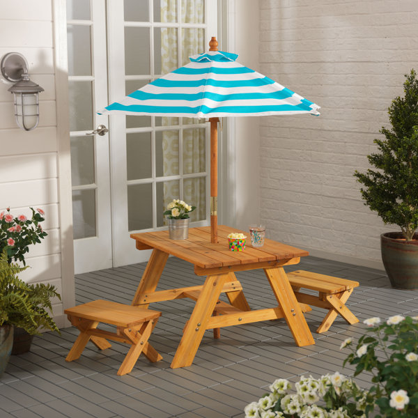 Kidkraft Outdoor Kids 4 Piece Picnic Table Set With