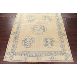 Dragon Rug Wayfair One Of A Kind Alapaha Dragon Chinese Hand Knotted 10 9 X 12 Wool Yellow Gold Area Rug