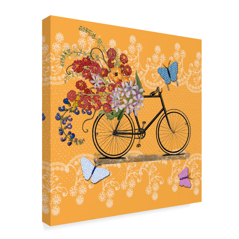 August Grove Flower Market Bicycle Acrylic Painting Print On