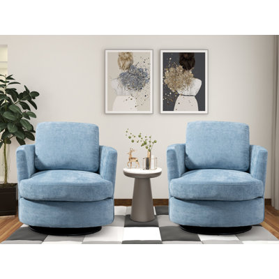 Ottelia 32.2'' Wide Slipcovered Swivel Barrel Chair 1 piece 