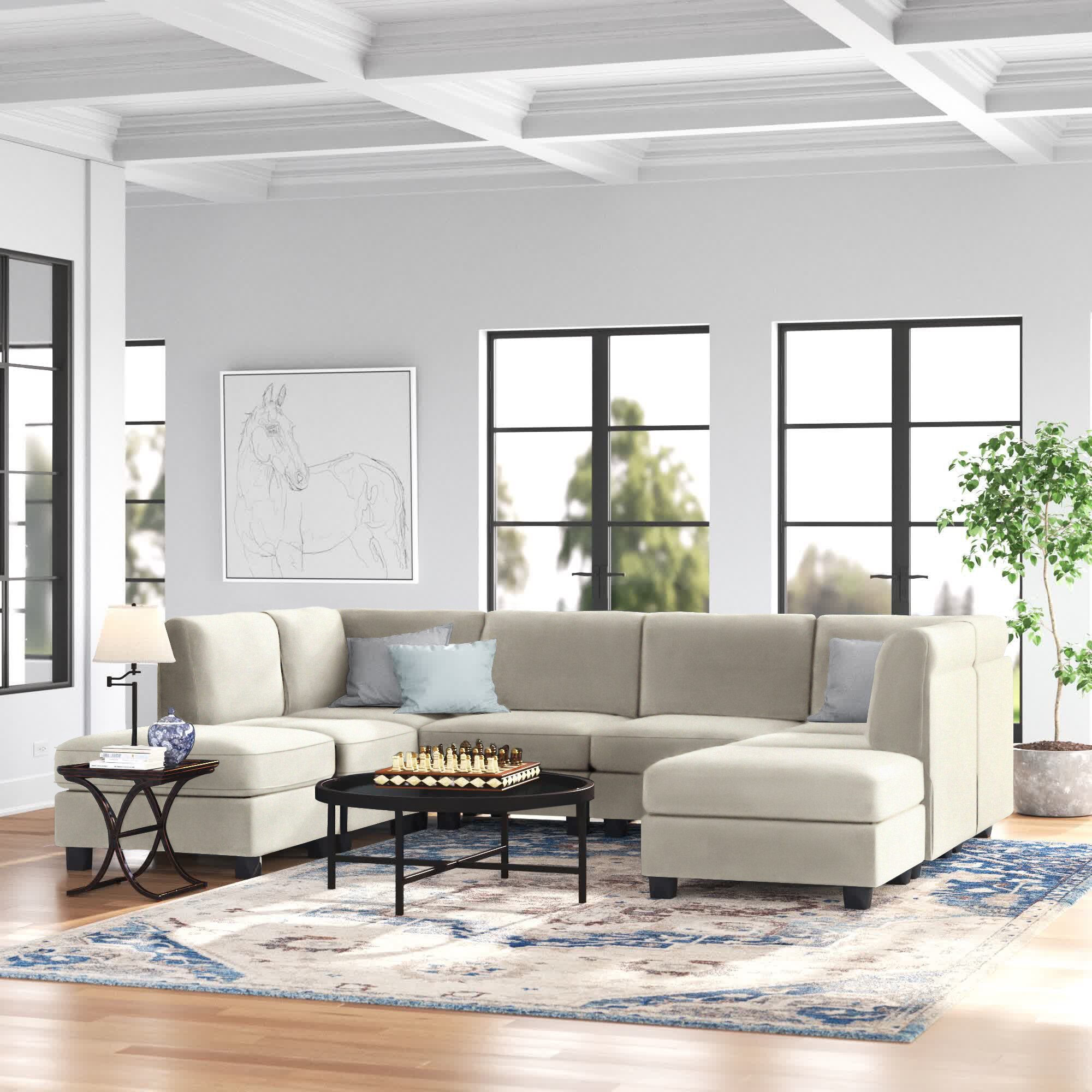 Three Posts™ Heger 8 - Piece Upholstered Sectional & Reviews | Wayfair