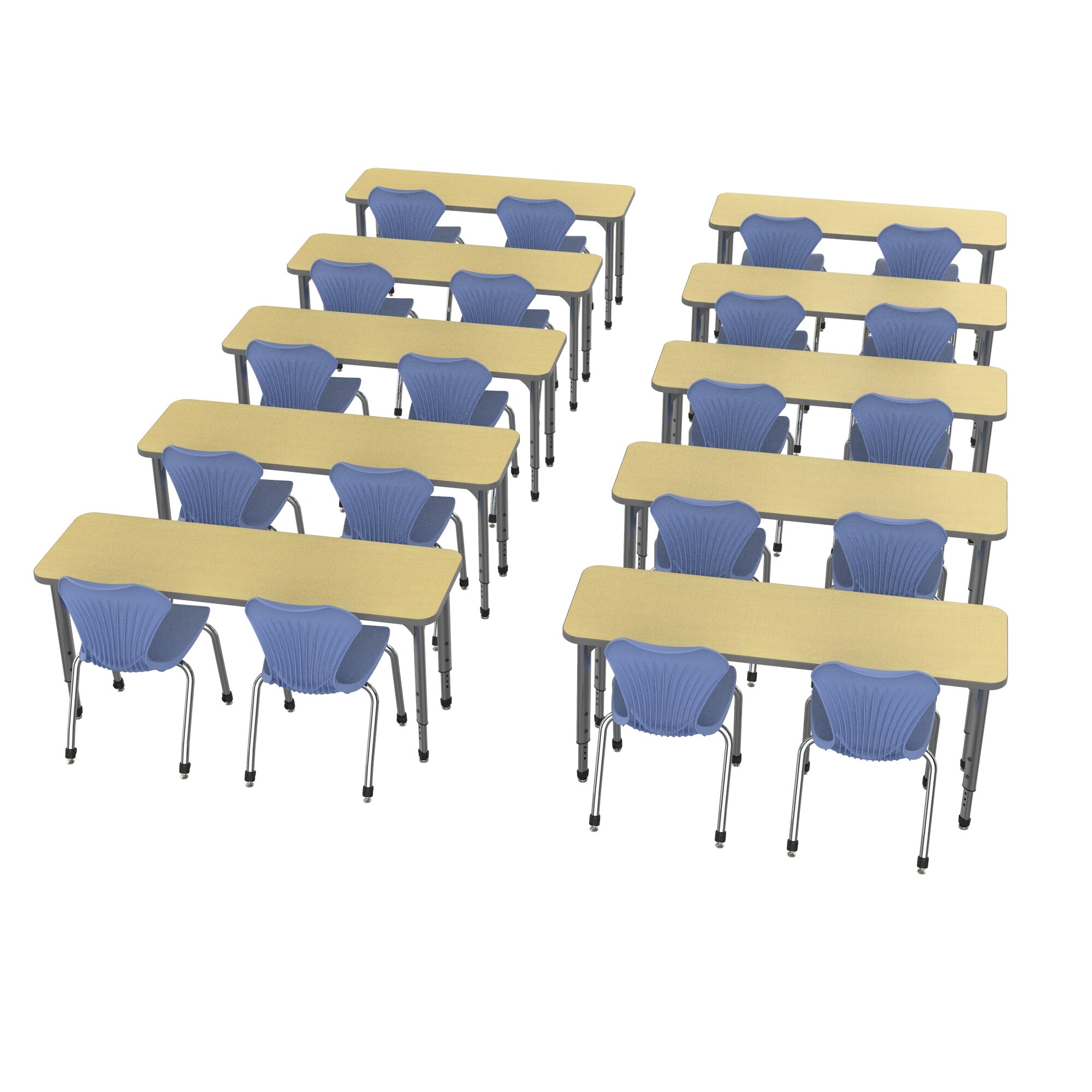 Marco Group Classroom Set 10 Multi Student Desks 20 Chairs