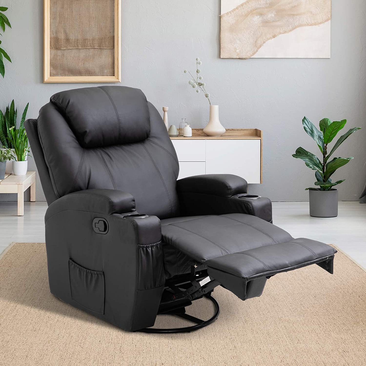 Latitude Run Thile 84cm Wide Faux Leather Manual Rocker Home Theatre Recliner With Massager Reviews Wayfaircouk