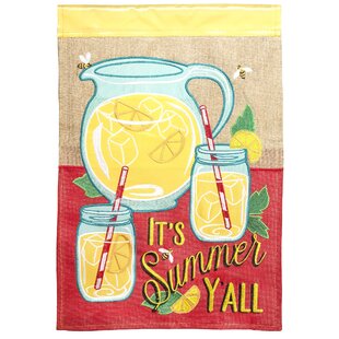 Its Summer Yall Mason Jar Lemonade 42x29 Burlap Double Applique Large House Flag 