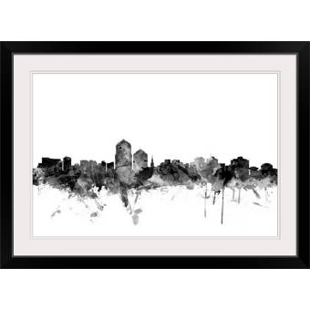 Trademark Art Albuquerque Nm Skyline Wb 1 Framed Graphic Art On