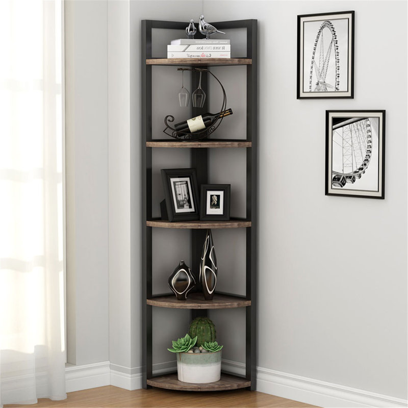 Gracie Oaks Summerall 5 Tier Corner Bookcase Reviews Wayfair