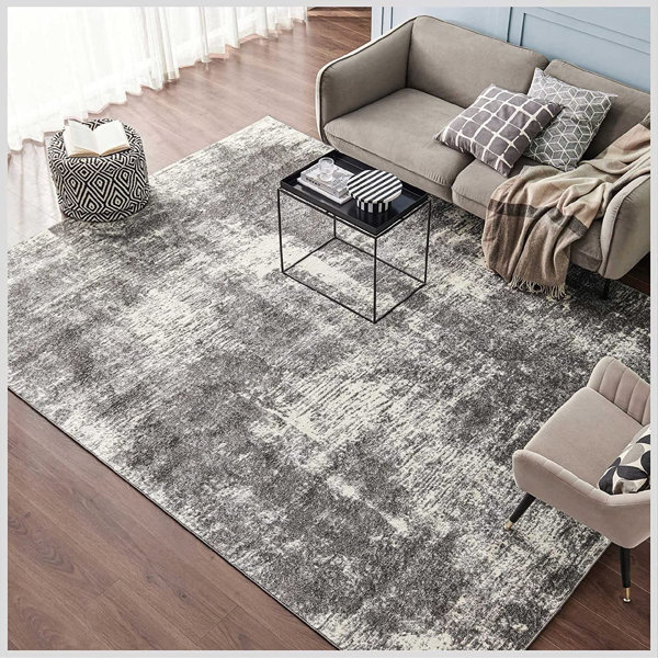 17 Stories Loddon Handwoven Performance Cream/Gray Rug | Wayfair