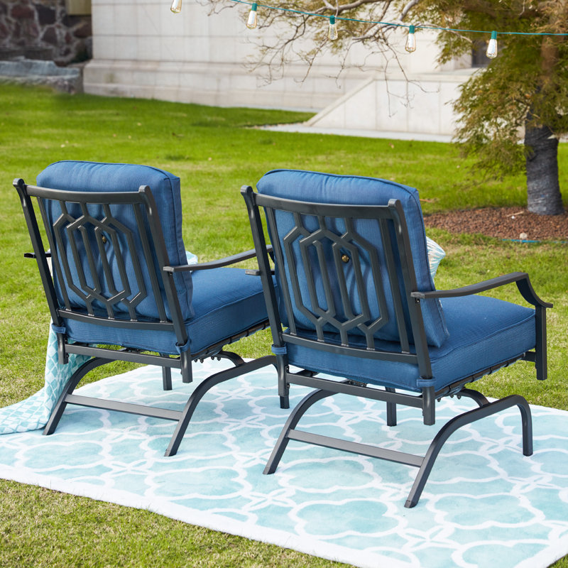 Charlton Home Siemens Outdoor Spring Rocking Chair With Cushions Reviews Wayfair
