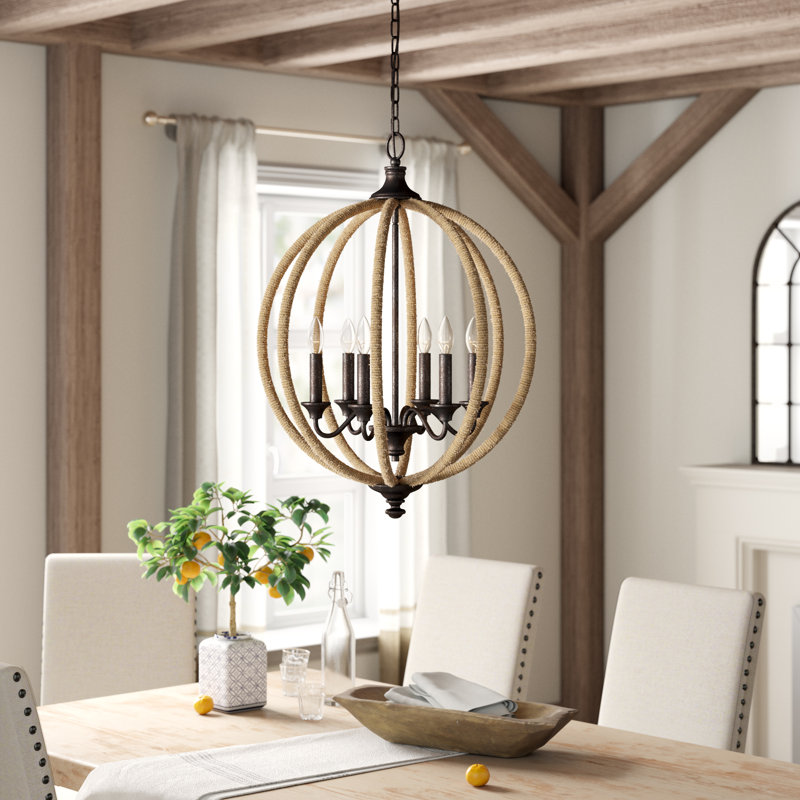 Birch Lane Lynda 6 Light Candle Style Globe Chandelier With Rope Accents Reviews Wayfair