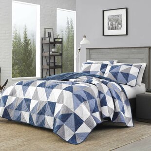 grey and navy duvet