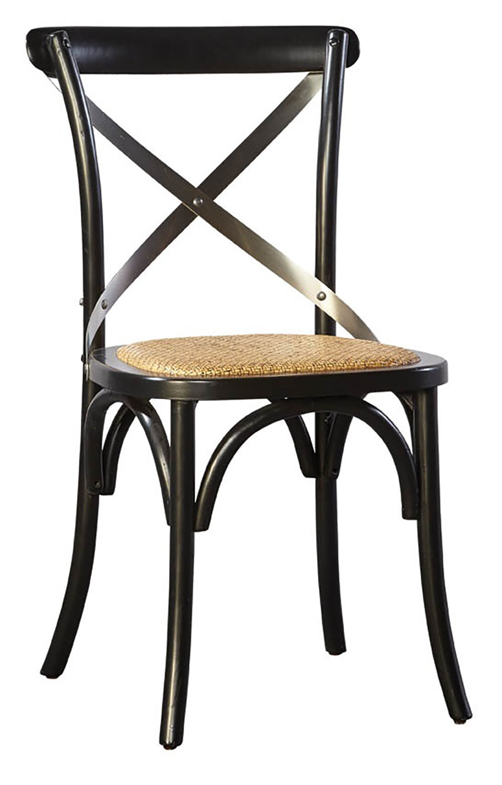 BENTWOOD DISTRESSED AGED OAK CHAIR DINING CHAIR WITH METAL CROSS BACK