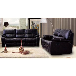 Agastya Reclining 2 Piece Leather Living Room Set by