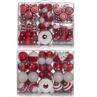 Kurt Adler 4 Inch Set of 6 Assorted Donut Plastic Ornaments Red Purple White 