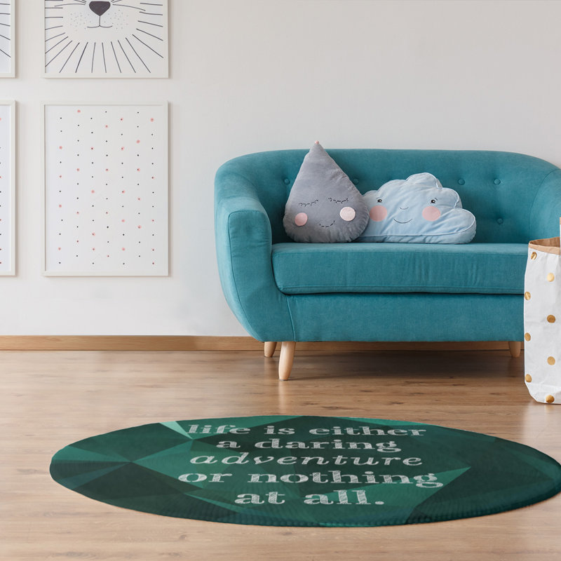 East Urban Home Faux Gemstone Life Adventure Quote Poly Chenille Rug Wayfair