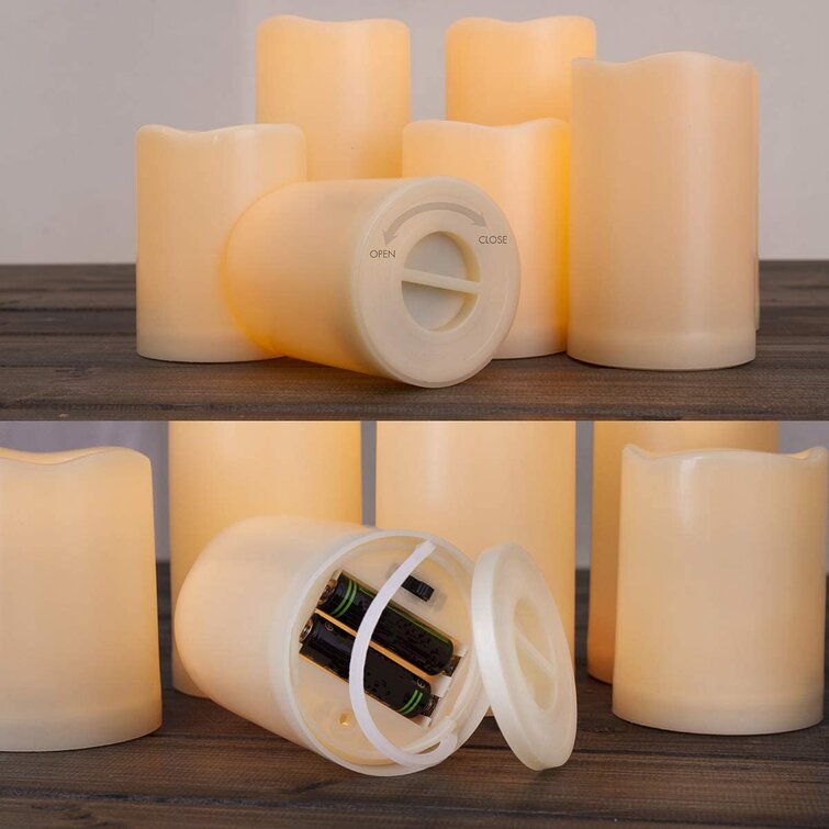 H 4445566 x D 3 Flameless Candles Ivory Resin Candles Battery Candles with Remote Timer Waterproof Outdoor Indoor Candles Aignis Led Candles Set of 7 